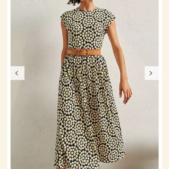 Boden Dresses & Skirts - Boden Black and Yellow Floral Midi Dress